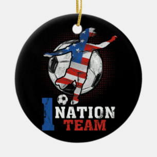 US Women Soccer Team Player Big Fan #1 Nation Team Ceramic Ornament