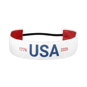 USA 1776 2026 250th Anniversary Red White Blue Athletic Headband