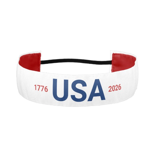USA 1776 2026 250th Anniversary Red White Blue Athletic Headband (Front)
