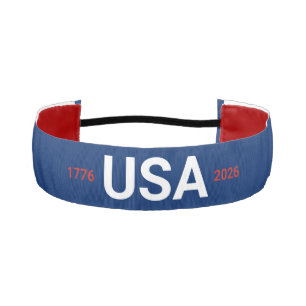 USA 1776 2026 250th Anniversary Red White Blue Athletic Headband