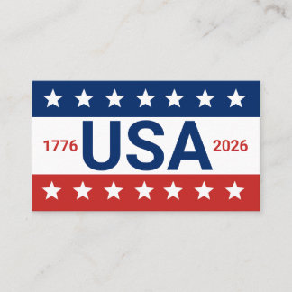 USA 1776 2026 250th Anniversary Red White Blue Business Card