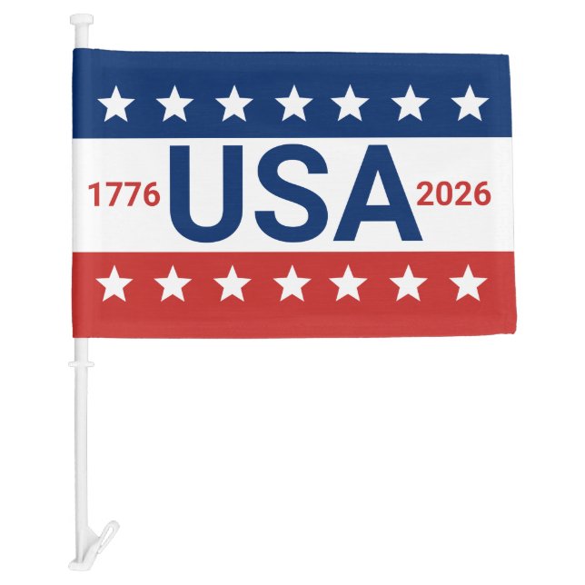 USA 1776 2026 250th Anniversary Red White Blue Car Flag (Front)