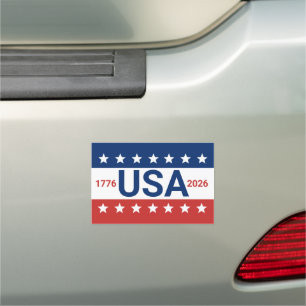 USA 1776 2026 250th Anniversary Red White Blue Car Magnet