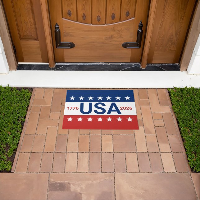 USA 1776 2026 250th Anniversary Red White Blue Doormat (Outdoor)