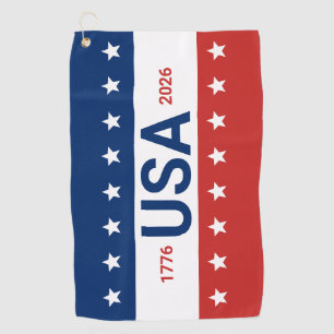USA 1776 2026 250th Anniversary Red White Blue Golf Towel