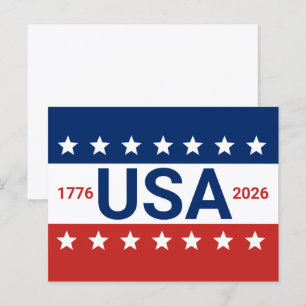 USA 1776 2026 250th Anniversary Red White Blue Postcard