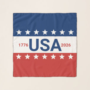 USA 1776 2026 250th Anniversary Red White Blue Scarf