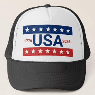 USA 1776-2026 250th Anniversary Red White Blue Trucker Hat