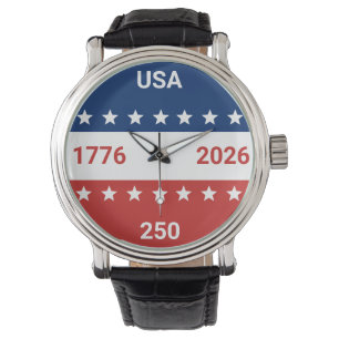 USA 1776 2026 250th Anniversary Red White Blue Watch