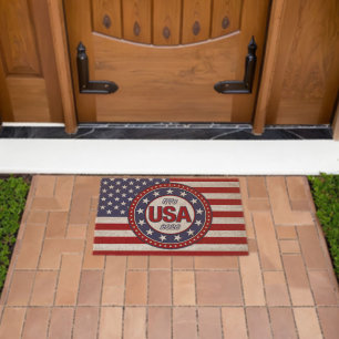 USA 1776 - 2026 With USA Flag Fiber Doormat