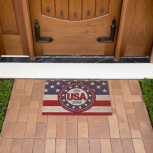 USA 1776 - 2026 With USA Flag Fiber Doormat