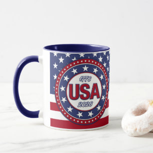 USA 1776 - 2026 With USA Flag Mug