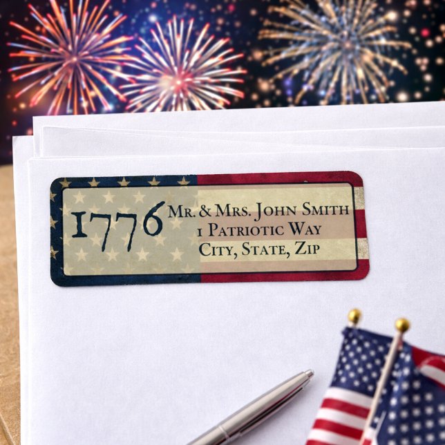  USA 1776 American Flag Return Address Label (Creator Uploaded)