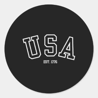 Usa 1776 Patriotic College Style American Pride De Classic Round Sticker
