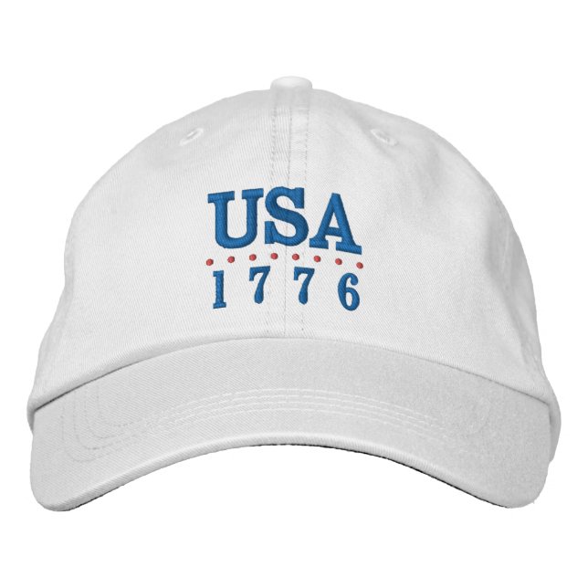 USA 1776 Patriotic  Embroidered Baseball Cap (Front)