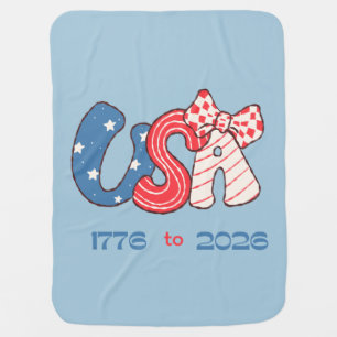 USA 1776 to 2026 250th Birthday Celebration Blue Baby Blanket