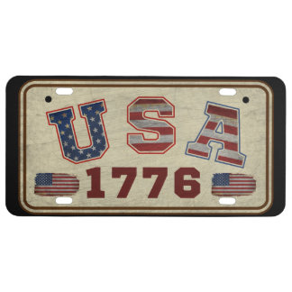 USA 1776 Vintage American Flag License Plate