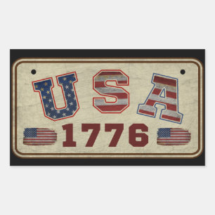 USA 1776 Vintage American Flag Rectangular Sticker