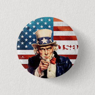 " USA: 18. ct./today - UNCLE SAM... Button