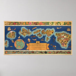 " USA: 1937 Hawaii - DOLE Pineapple Map ... Poster
