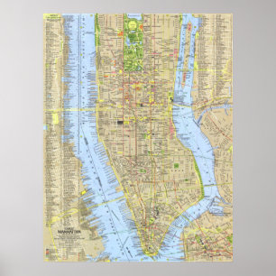 " USA: 1964/heute NYC - Manhattan Reise Karte Poster