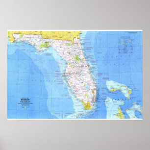 " USA: 1973 Florida detailed MAP ... Poster