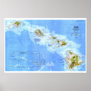 " USA: 1976 Hawaii detailed MAP ... Poster