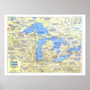 " USA: 1987 Great Lakes MAP ... Poster