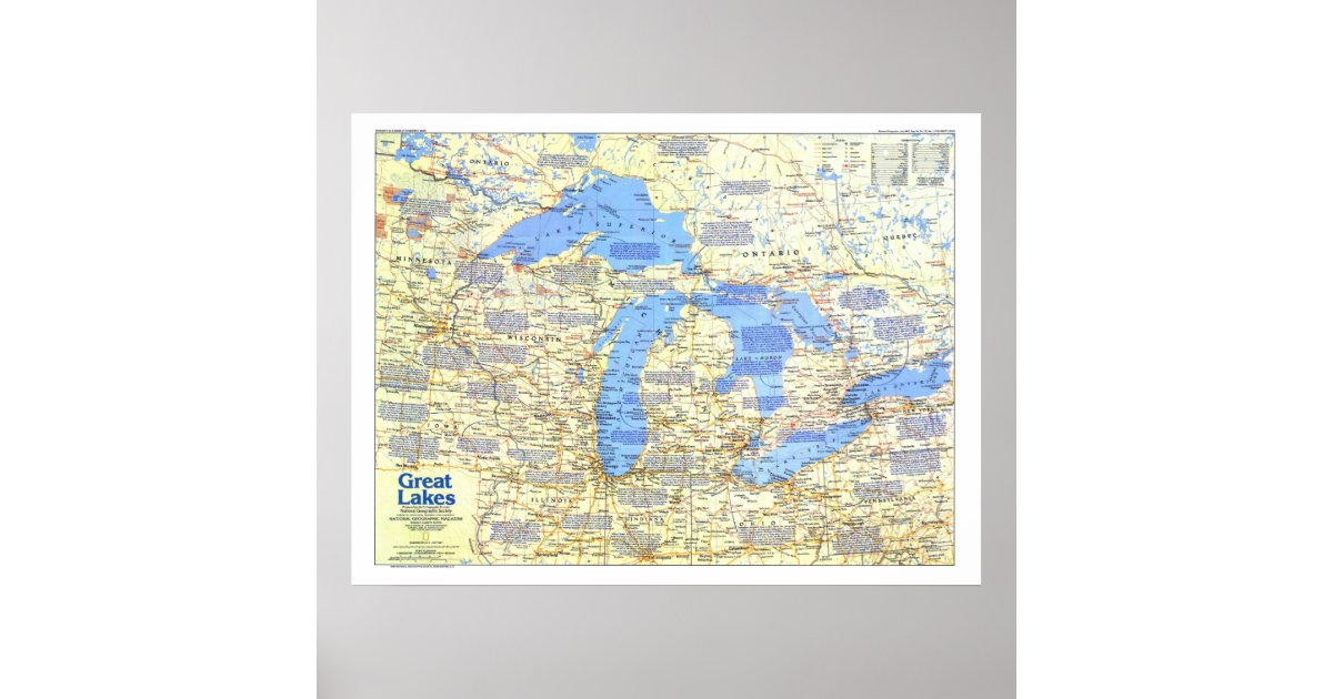 " USA: 1987 Great Lakes MAP Poster | Zazzle