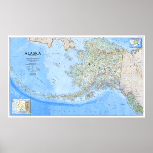  USA 1994today Alaska _ Detailed MAP  Poster