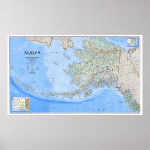  USA 1994today Alaska _ Detailed MAP  Poster