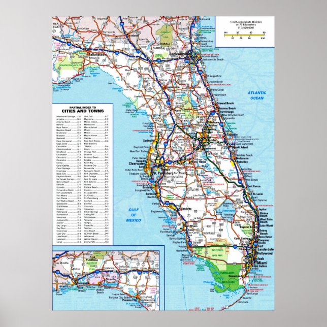 " USA: 2015/today Florida - Detailed map Poster (Front)