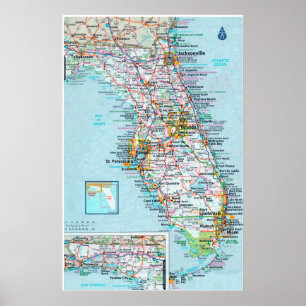 " USA: 2015/today Florida - Detailed map Poster