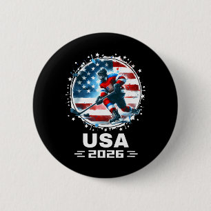 Usa 2026 Hockey American Flag Women Men Kids Hocke Button