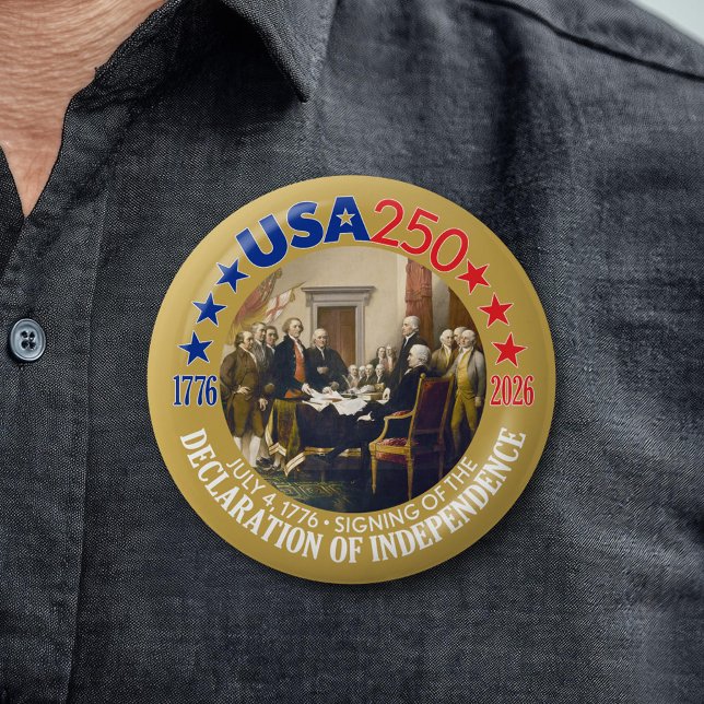 USA 250 - 1776-2026 - Declaration of Independence Button (Celebrate America's 250th Birthday)