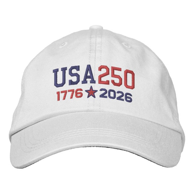 USA 250 - 1776-2026 EMBROIDERED BASEBALL CAP (Front)