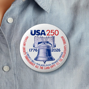 USA 250 - 1776-2026 - Liberty Bell Red White Blue Button