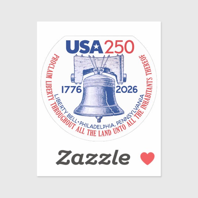 USA 250 - 1776-2026 - Liberty Bell Red White Blue Sticker (Sheet)