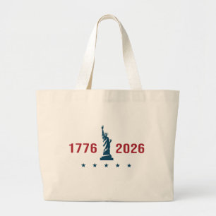 USA 250 1776 2026 Patriotic Statue of Liberty Large Tote Bag