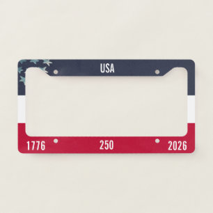 USA 250 1776-2026 Stars Red White and Blue  License Plate Frame