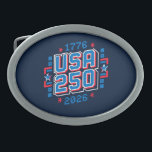 USA 250 – 1776 to 2026 Pixel Art Belt Buckle<br><div class="desc">Celebrate America’s 250th anniversary with this bold pixel-art design featuring “USA 250” and the years 1776–2026. A modern patriotic style in red,  white,  and blue,  perfect for July 4th,  Independence Day,  and the America 250 celebration.</div>