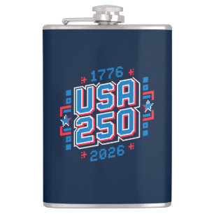 USA 250 – 1776 to 2026 Pixel Art Flask