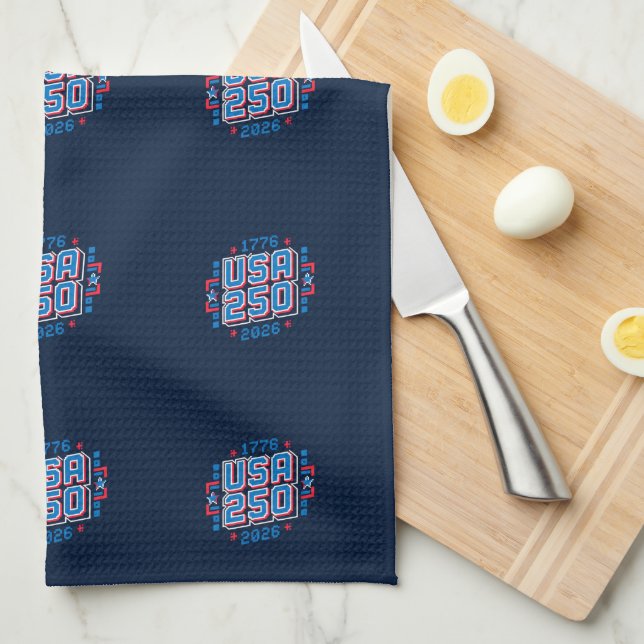 USA 250 – 1776 to 2026 Pixel Art Kitchen Towel (Quarter Fold)