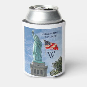 USA 250 American Flag Statue of Liberty Monogram  Can Cooler