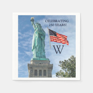 USA 250 American Flag Statue of Liberty Monogram Napkins