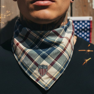USA 250 American Plaid Shield Motif ID1301 Bandana