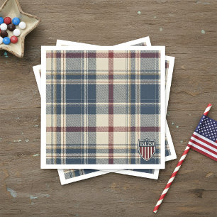 USA 250 American Plaid Shield Motif ID1301 Napkins