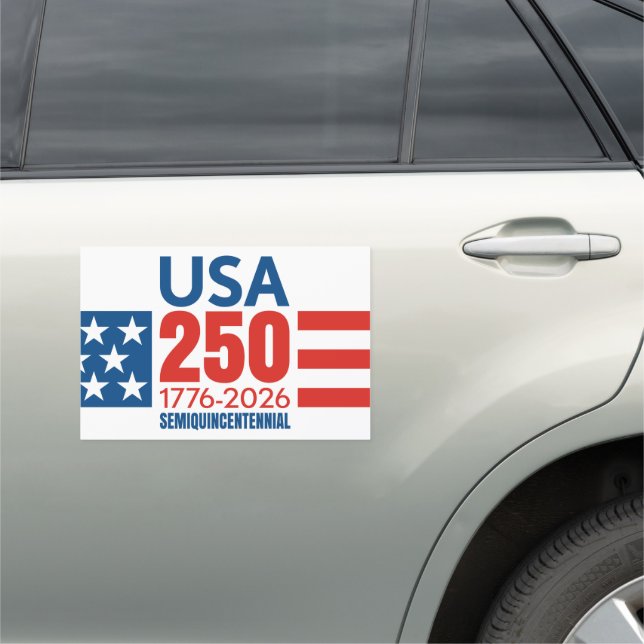 USA 250 - America's 250th Birthday - Stars Stripes Car Magnet (In Situ)