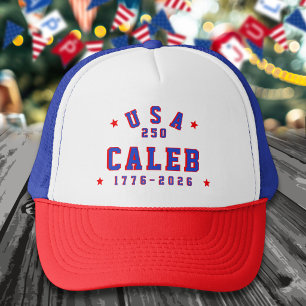 USA 250 America's Anniversary Add Name 4th of July Trucker Hat