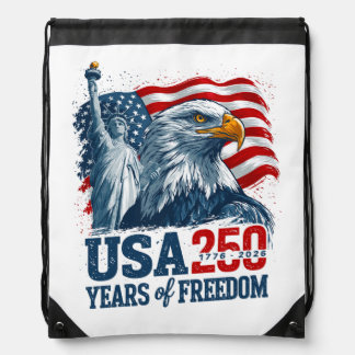 USA 250 America's Semiquincentenl Liberty & Eagle Drawstring Bag